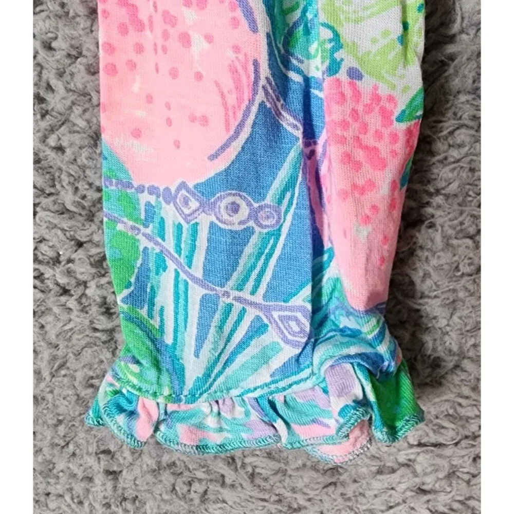 Lilly Pulitzer Women's Sz XXS‎ Long Ruffle Sleeve Button Front Pajama Top Floral